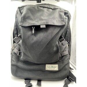 Vintage 90s LL Bean Campus Computer Backpack Black Canvas Heavy Duty School Bag